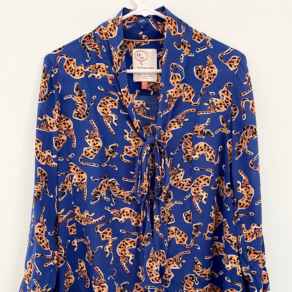Anthropology Animal Print Blouse Size 4